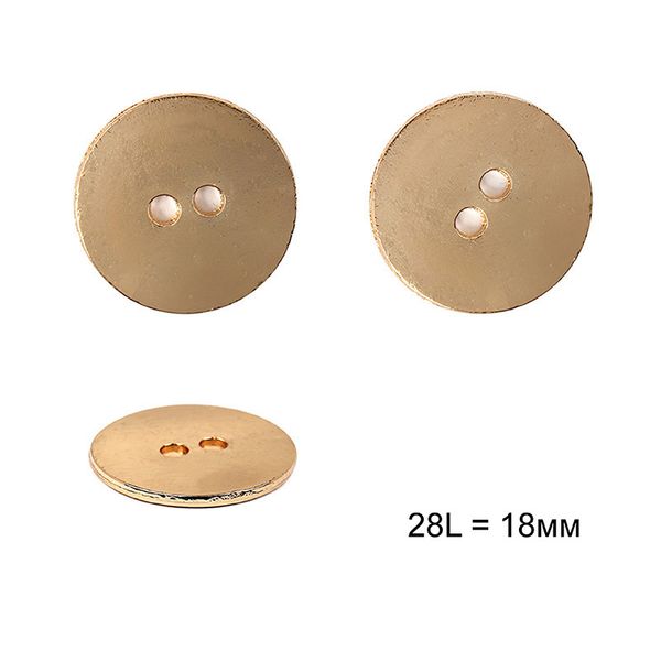 Пуговицы металлические 2 прокола 28L-18мм, С-ME345 цв.золото, 36 шт