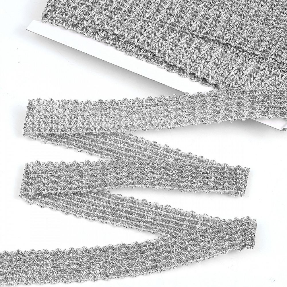 Тесьма отделочная 30 мм, 13-15932 цв.серебро уп.13.71м