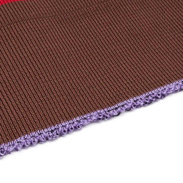 Подвяз средней плотности с полосками (100% полиэстер), 1*1, высота 14см (7см*2), длина 70-73см (8098/8046 коричневый с красными полосками)