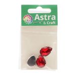 Хрустальные стразы в цапах формы капля, красный 13х18 мм, 3 шт., АЦ007НН1318