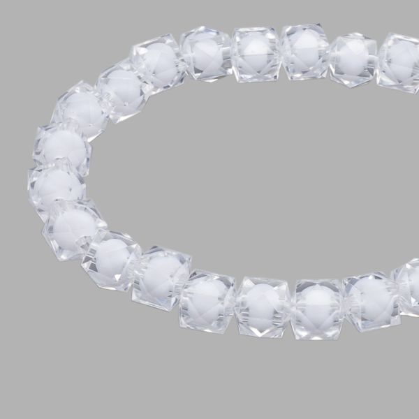 Бусины акрил ⌀10 мм, в цвете с белой сердцевиной, граненый куб, 500 г, Astra&Craft (прозрачный)