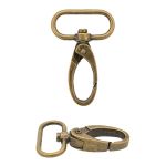 Карабин металл 25.0 мм (48х32 мм), цв.латунь, 20 шт