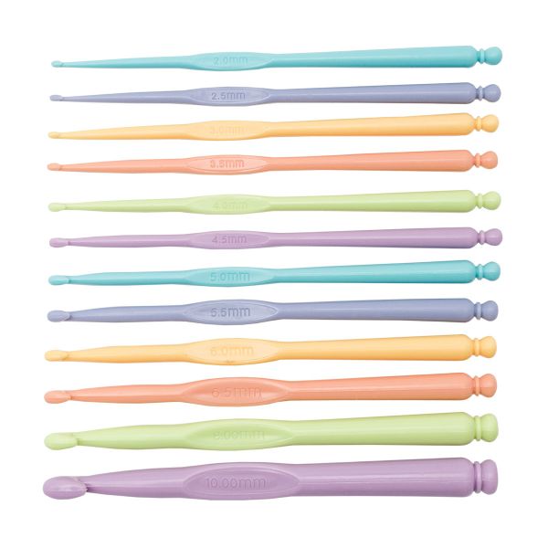 Набор цветных крючков d 2,0-10,0 мм, упак(12 шт),14,8см, пластик, Hobby&Pro, L200-127