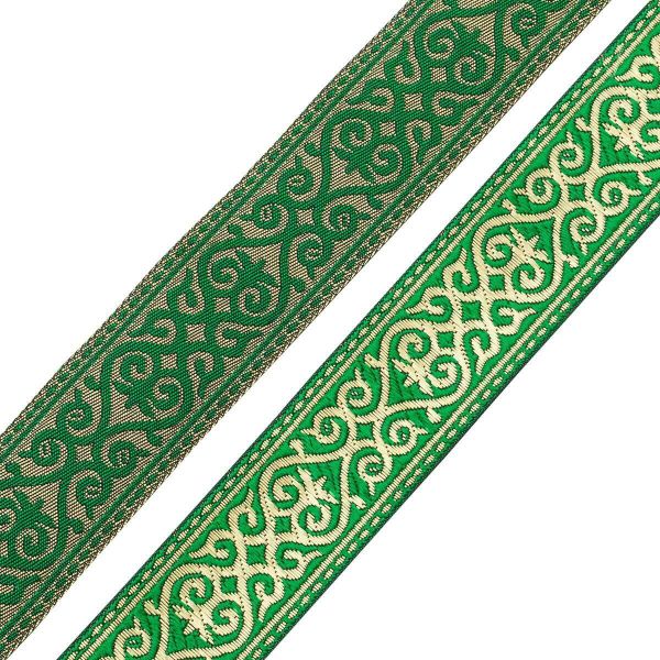 Лента (тесьма) жаккардовая 33.0 мм / 7.32 метра, зеленый, 7222