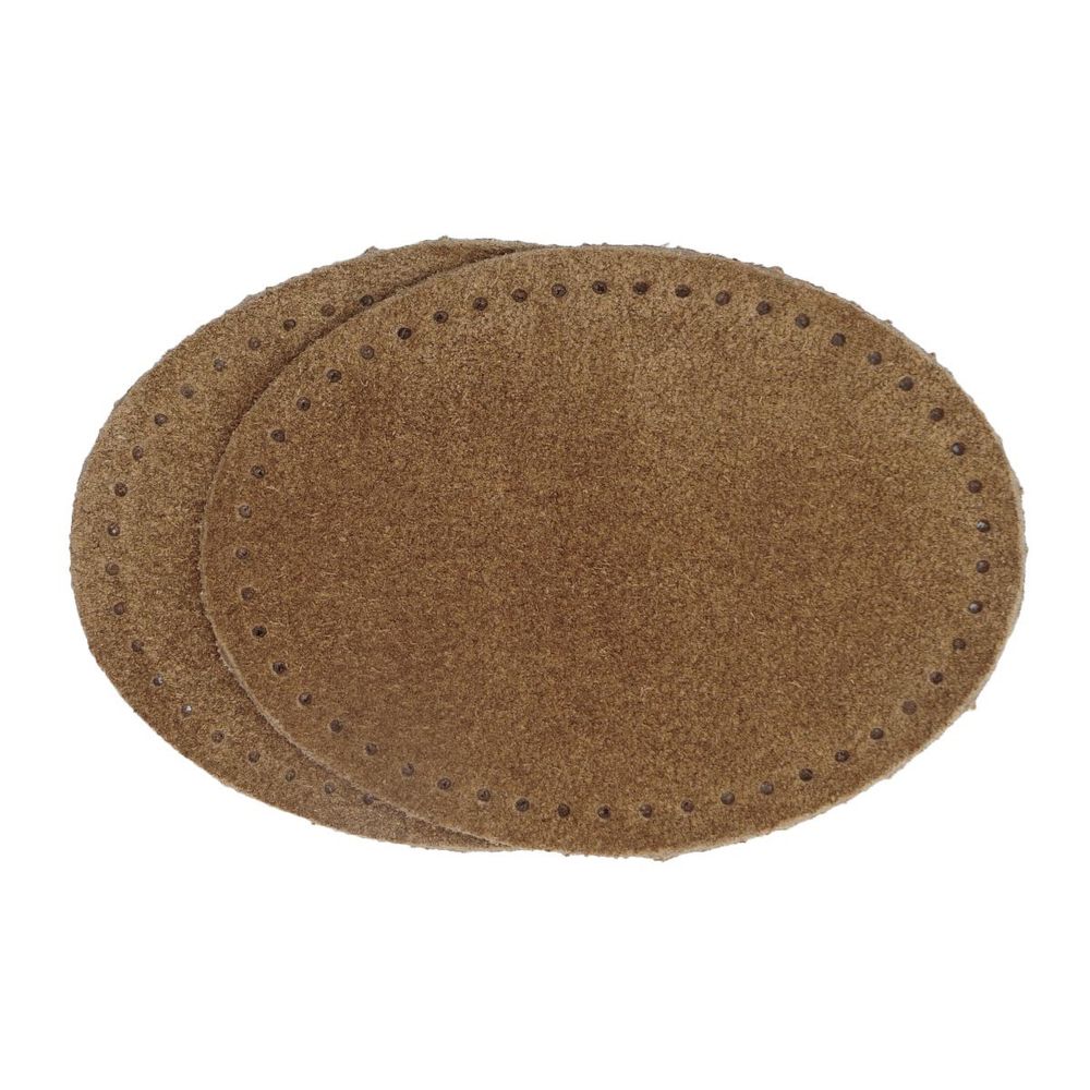 Заплатки пришивные из замши, овал 6х8,2см с перфорацией, 2 шт, 100% кожа, 32 кэмел, 59114