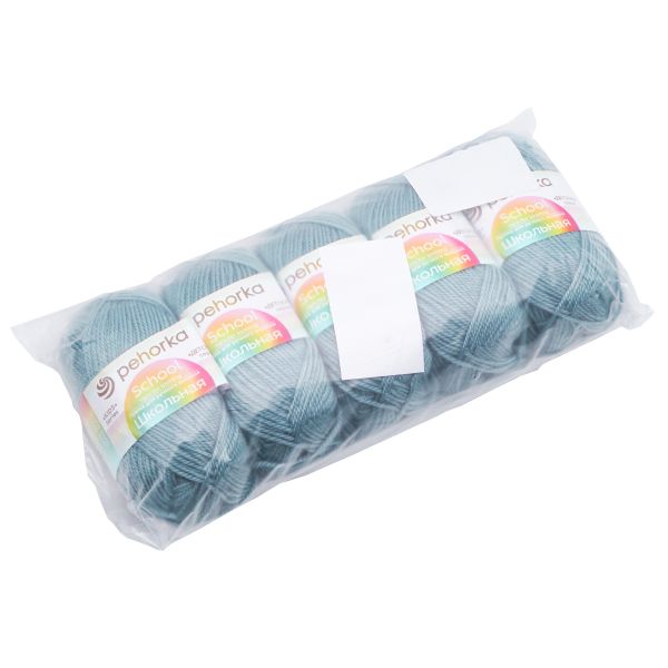Пряжа Пехорка Школьная / уп.5 мот. по 50 г, 150 м, 1106 дымчатая джинса