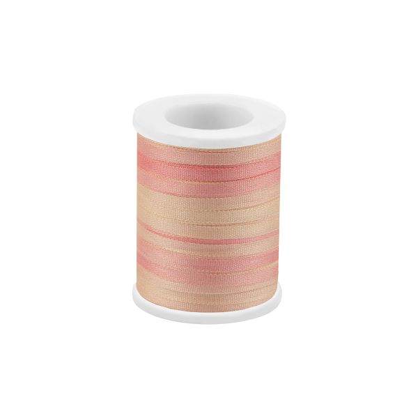 Лента (тесьма) шелковая 2.0 мм / 45.5±0.5 метров, M101 св. розовый/св. желтый, Gamma SRM-2