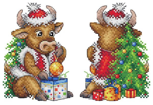 Набор для вышивания нитками МП Студия (Жар-птица), Символ года. Бык 9х13 см