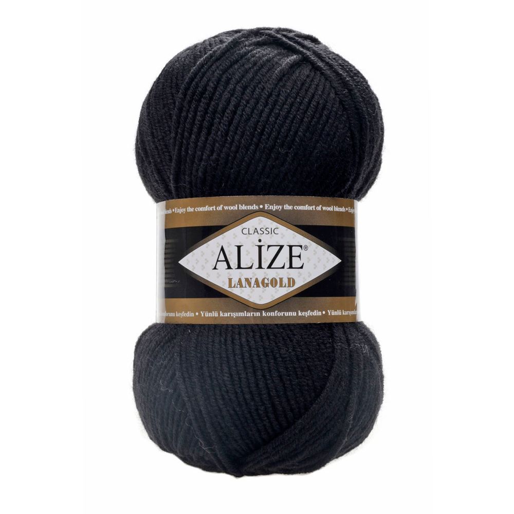 Пряжа Alize (Ализе) Lana Gold / уп.5 мот. по 100 г, 240м, 060 черный A