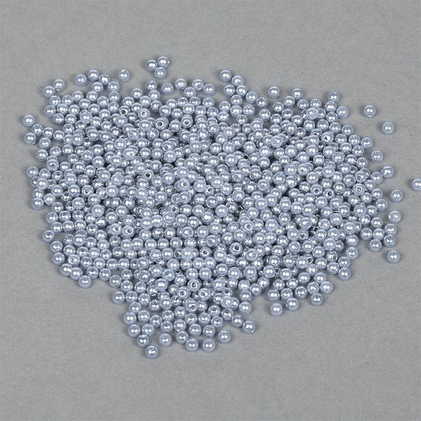 Бусины пластик (перламутр) ⌀4 мм, цв.A26 голубой, уп.500г (15000 шт), Magic4Hobby