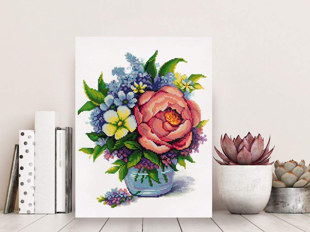 Алмазная (кристальная) мозаика Фрея, на подрамнике Весенний букет, 30х40 см