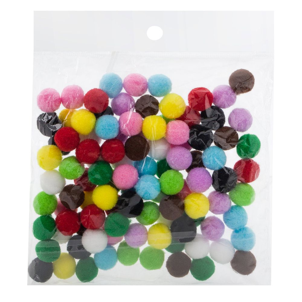 Помпоны для творчества Ассорти 15 мм, 10 цветов, 100 шт, Astra&Craft