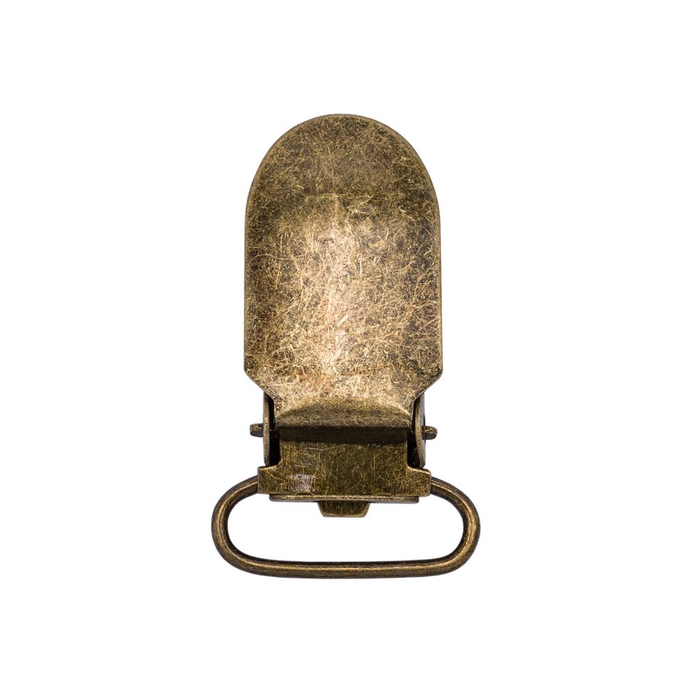 Клипса для подтяжек гладкая 20.0 мм, сталь, цв.антик, 20 шт