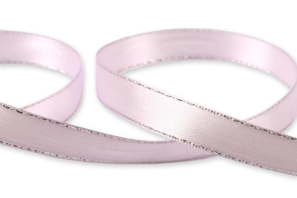 Лента атласная 2-сторонняя с метанитью 12.0 мм / 33±2 метра, 080 св.сиреневый/серебро, Gamma AL-12M