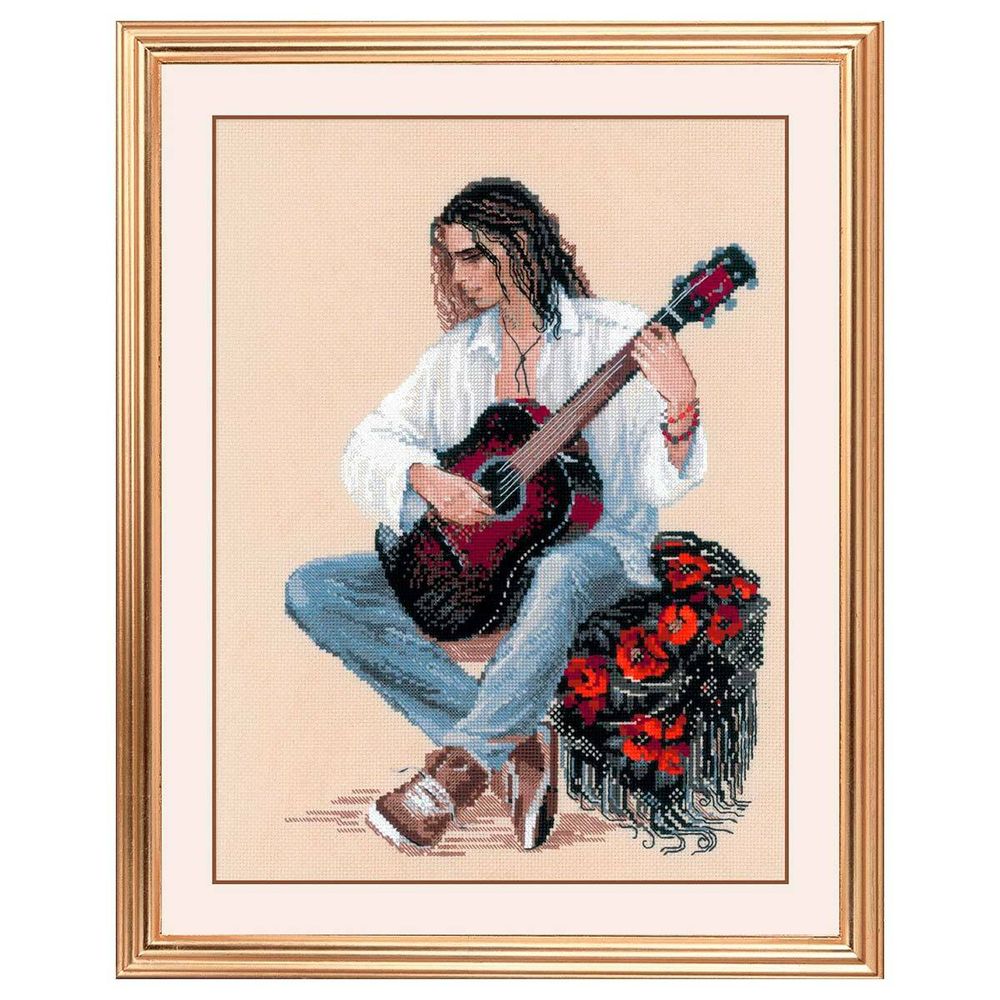 Набор для вышивания нитками Риолис, Гитарист 30х40см