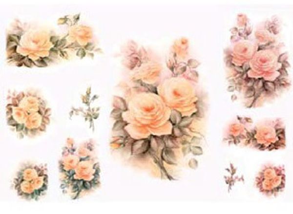 Бумага рисовая Carta di Riso 50х70 см, 10 шт, 92051 Чайные розы, To-Do