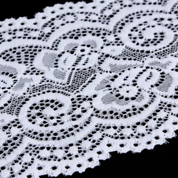 Кружево эластичное (стрейч) 100 мм / 3 метра, C501 белый