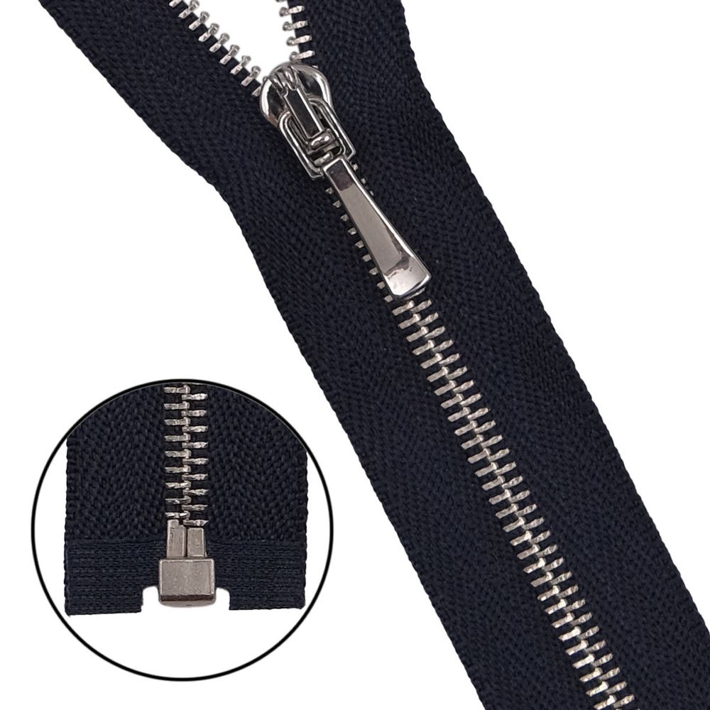 Молния металл Т2 (2 мм) 1 зам., разъем., 70 см, никель, 233 т.синий, 1 шт