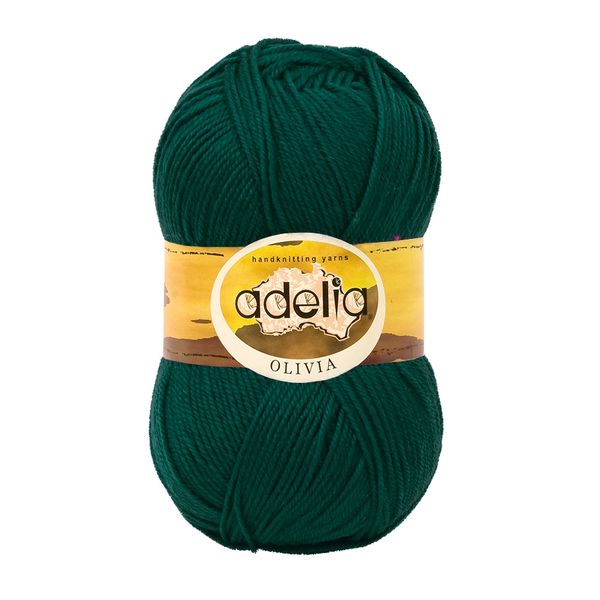 Пряжа Adelia Olivia / уп.5 мот. по 100г, 250м, 12 т.зеленый