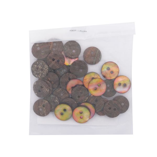 Пуговицы на 2 прокола 20L (12,5мм), ракушка (C-Coffee (кофейный)), CN-S003A, 36 шт