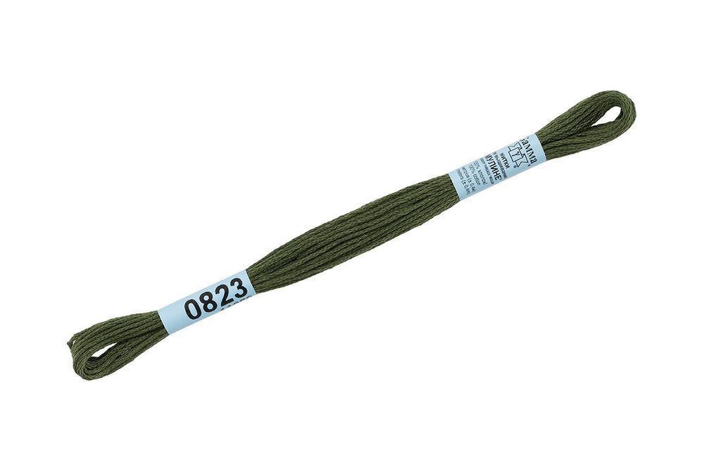 Мулине Gamma 100% хлопок, цв.0823 т.хаки, 24 мотка по 8 метров