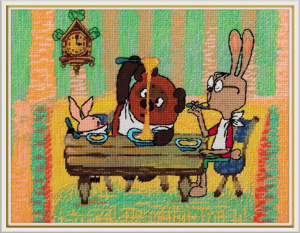 Набор для вышивания нитками Klart, Союзмультфильм. В гостях у кролика, 24х17 см