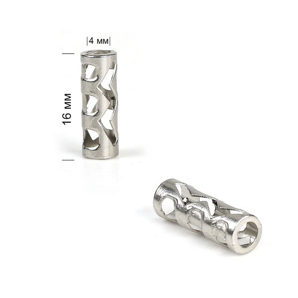 Наконечник для шнура металл TC03 отв.4 мм, цв.никель уп. 50 шт