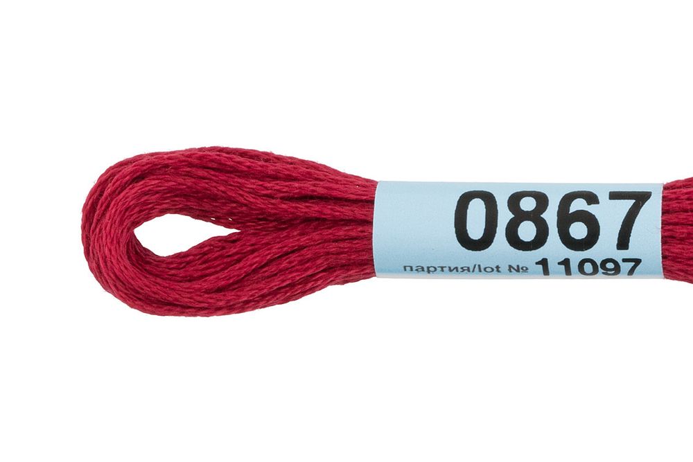 Мулине Gamma 100% хлопок, цв.0867 т.красный, 24 мотка по 8 метров