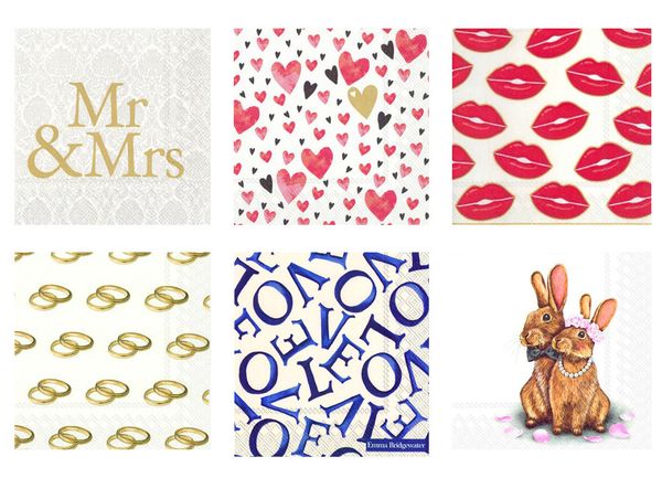 Салфетки для декупажа ассорти №22, 6 шт, Моя свадьба, Love2art SDS №22