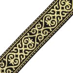 Лента (тесьма) жаккардовая 33.0 мм / 7.32 метра, черный, 7222