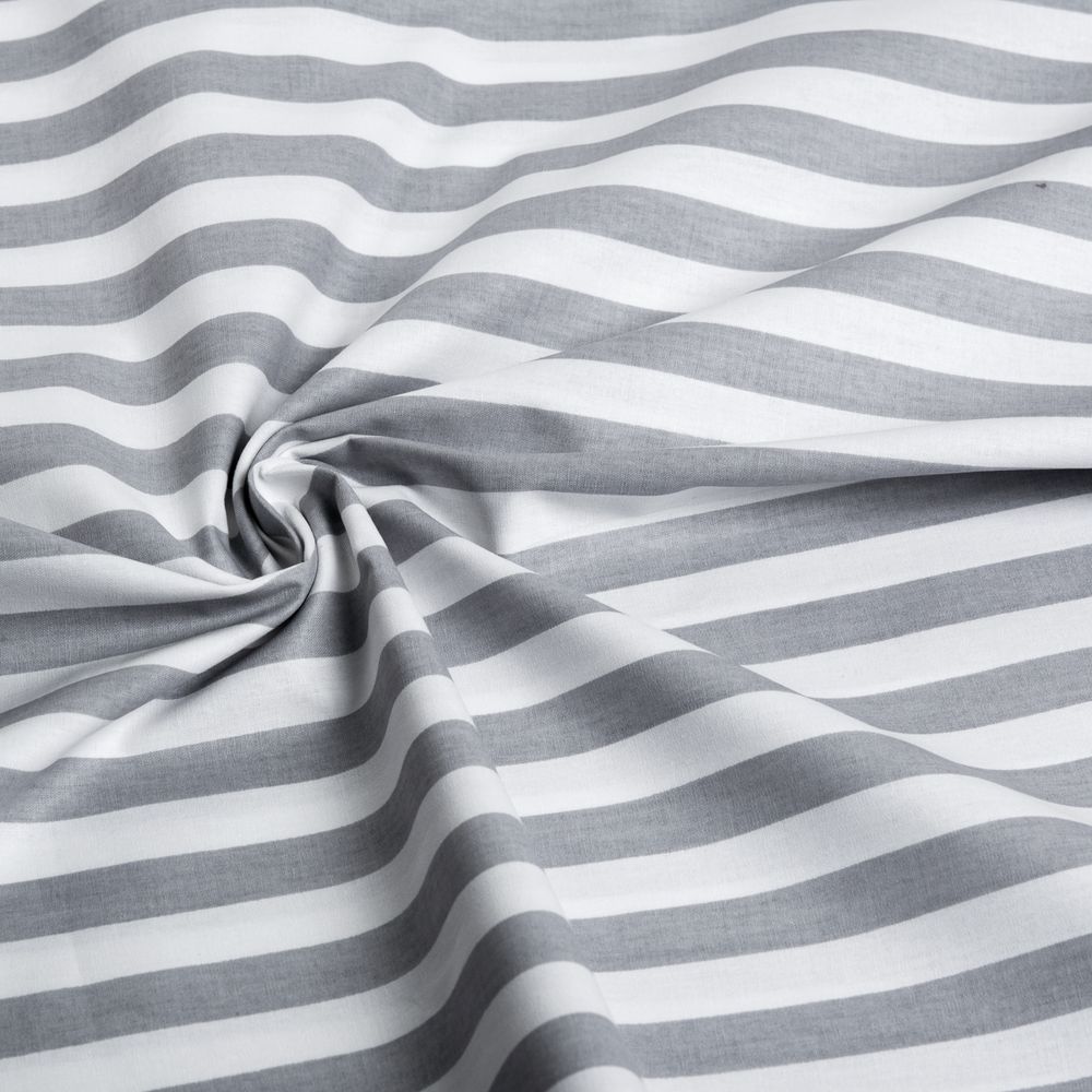 Ранфорс Полоска 130 г/м², шир.240 см, в нарезке, цв. серый, 10 метров /TOS/