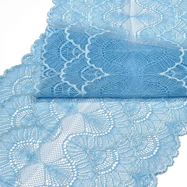 Кружево бельевое эластичное 195 мм / 10 м, цв.F198 голубой, Kruzhevo
