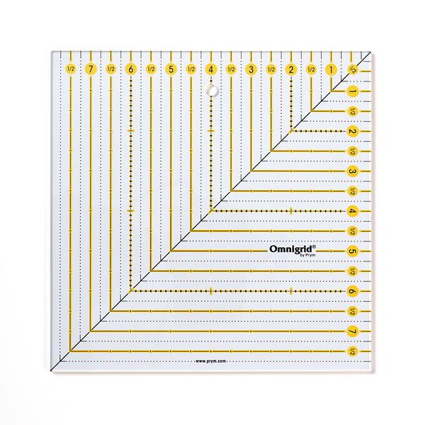 Линейка для пэчворка 20х20 см, шкала в дюймах, Prym Omnigrid 611657