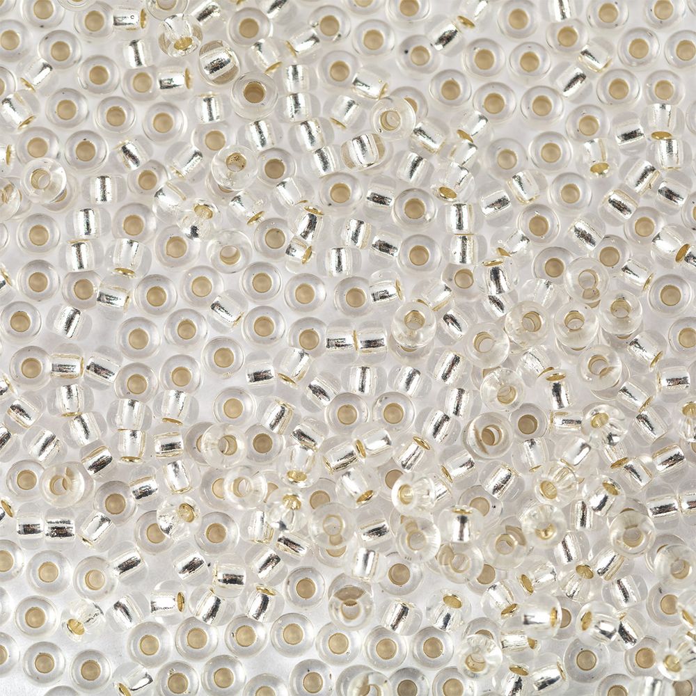 Бисер Miyuki Round 11/0 (2.1 мм), 2 мм, 25 г (5х5 г), №0001 серебристый, Япония