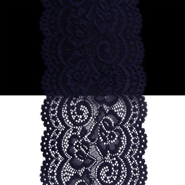 Кружево эластичное (стрейч) 100 мм / 3 метра, C147 индиго