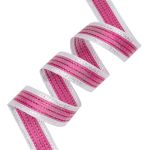 Лента подарочная 25 мм / 25 метров, рис.9015 (28 серебро/малина), С3687Г17 Стрела-25