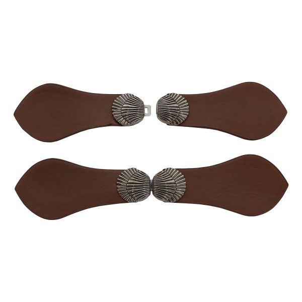 Фурнитура застежка для кардигана кожаная №6 коричневая 21,5 (черный никель), 2 шт