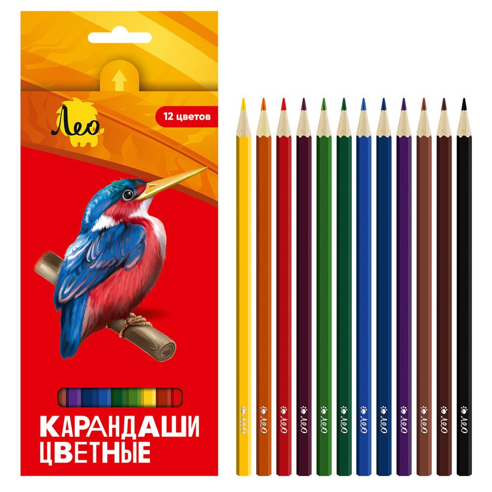 Набор цветных карандашей LBSCP-12 заточенный 8х12 цв, Лео LBSCP-12
