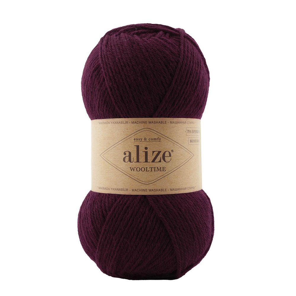 Пряжа Alize (Ализе) Wooltime / уп.5 мот. по 100 г, 200 м, 578 тёмно-бордовый