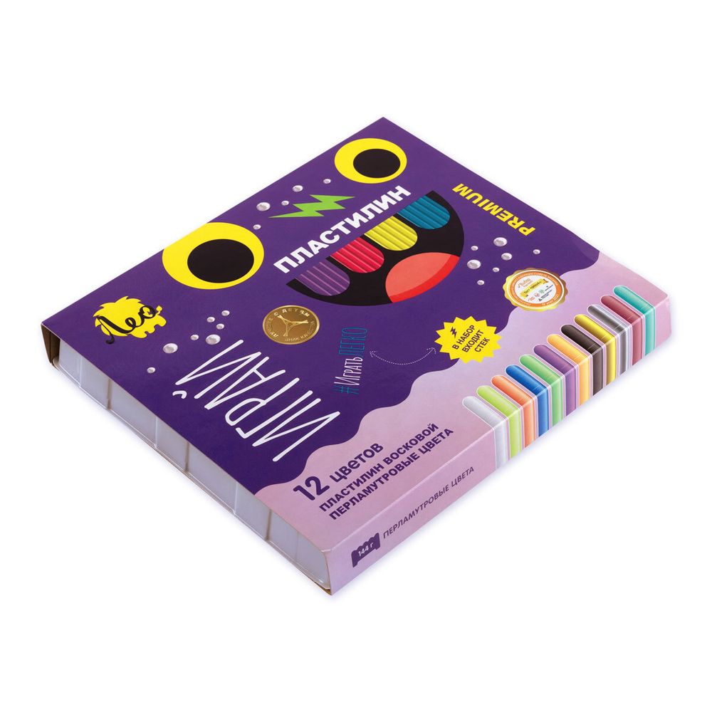Пластилин восковой Перламутровые цвета 144 г, 12 цв, Лео LPMCR-0112