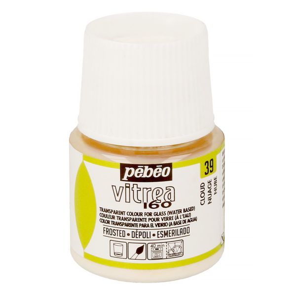 Краска по стеклу (под обжиг) матовая Vitrea 160, 45 мл, 112039 снежный, Pebeo