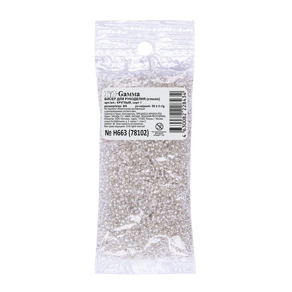 Бисер Gamma 8/0 (2.9 мм), 50 г, H663 прозрачный (78102), круглый 5