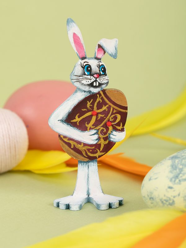 Заготовка из фанеры на подставке, 3.8х2.6х9 см, 2 шт, Заяц с яйцом, Mr.Carving КЛ-27