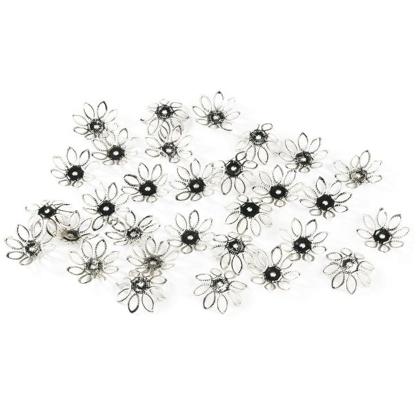 Шапочка для бусин, 19х5 мм, 30 шт/уп, серебро