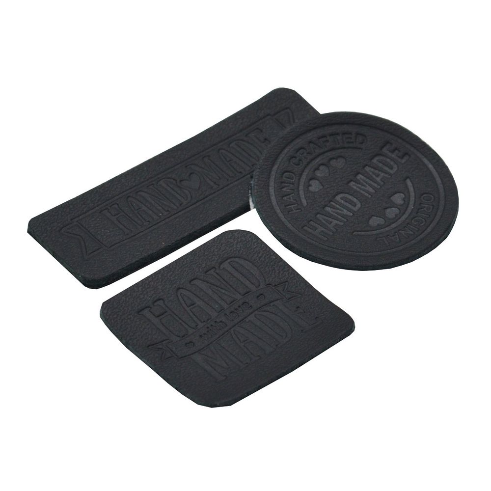 Набор кожаных термоаппликаций Hand Made: квадрат №5 (1шт), круг №2 (1шт), прямоугольник №3 (1шт), 43 черный