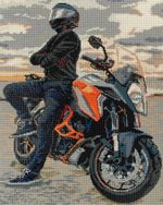 Алмазная (кристальная) мозаика Фрея ALPD-185, на подрамнике Мотоциклист на закате, 40х50 см