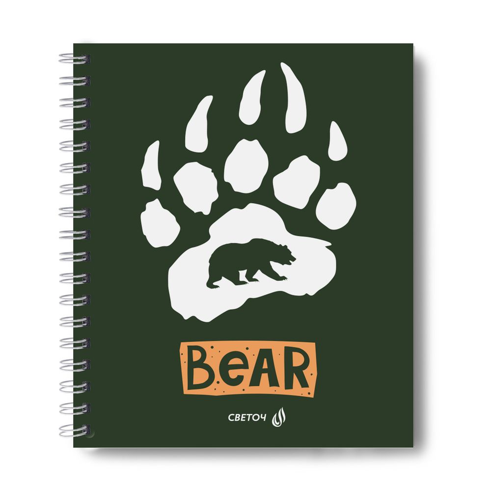 Тетрадь общая с запечатан. пластик. обложкой, 500 мкр, A5+ 96 л. на гребне 65 г/м², белизна 100%, 4 шт, клетка, 000814 Дай лапу!, Светоч ТЕТ96-002