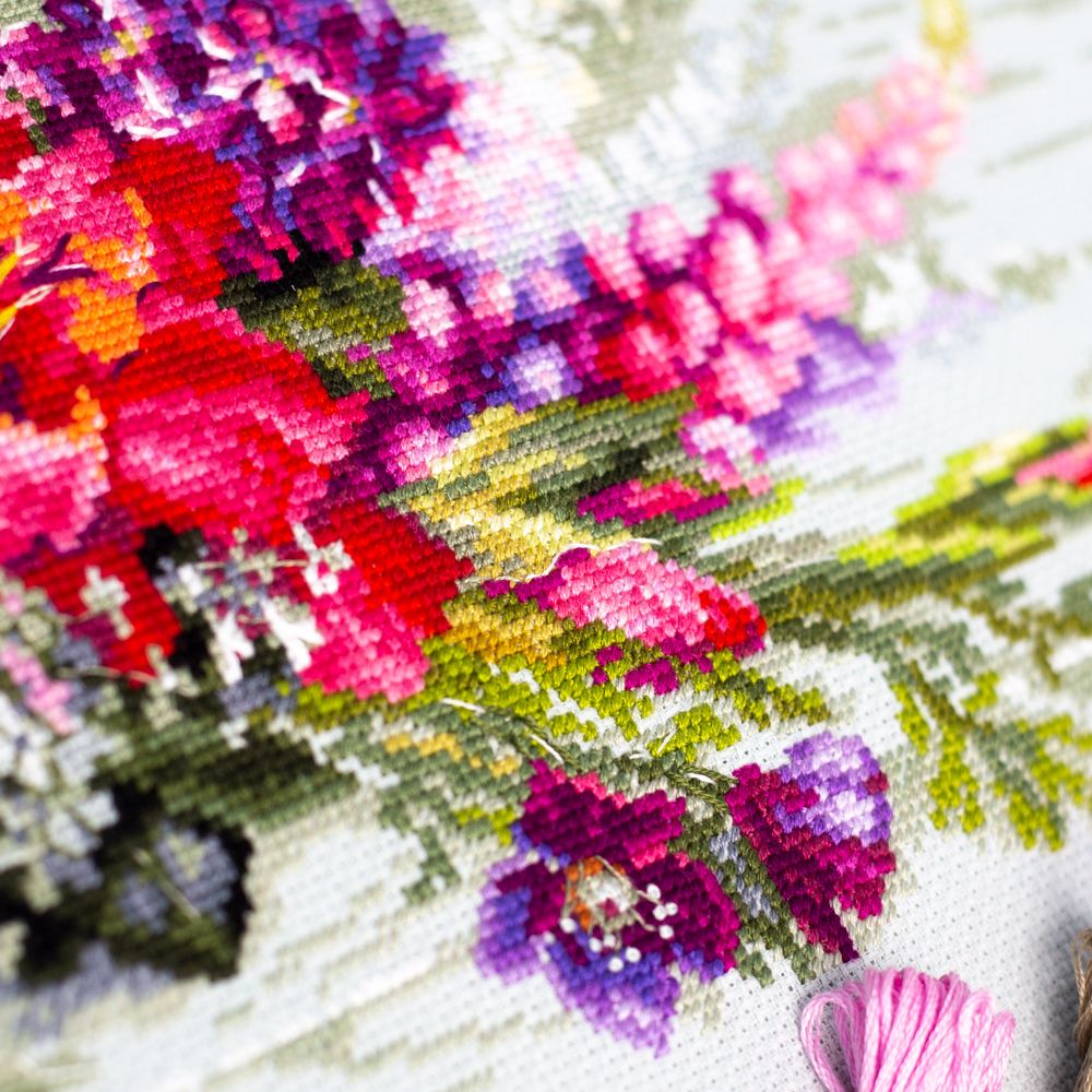 Набор для вышивания нитками Чудесная игла Premium, Яркий дуэт 45х25 см