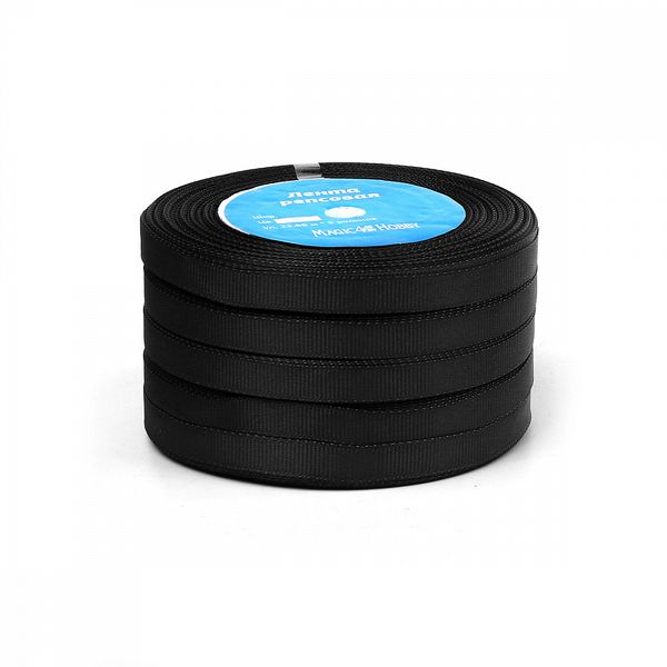 Лента репсовая (в рубчик) 12.0 мм цв. 030 черный 5 шт по 22.86м (±1м)