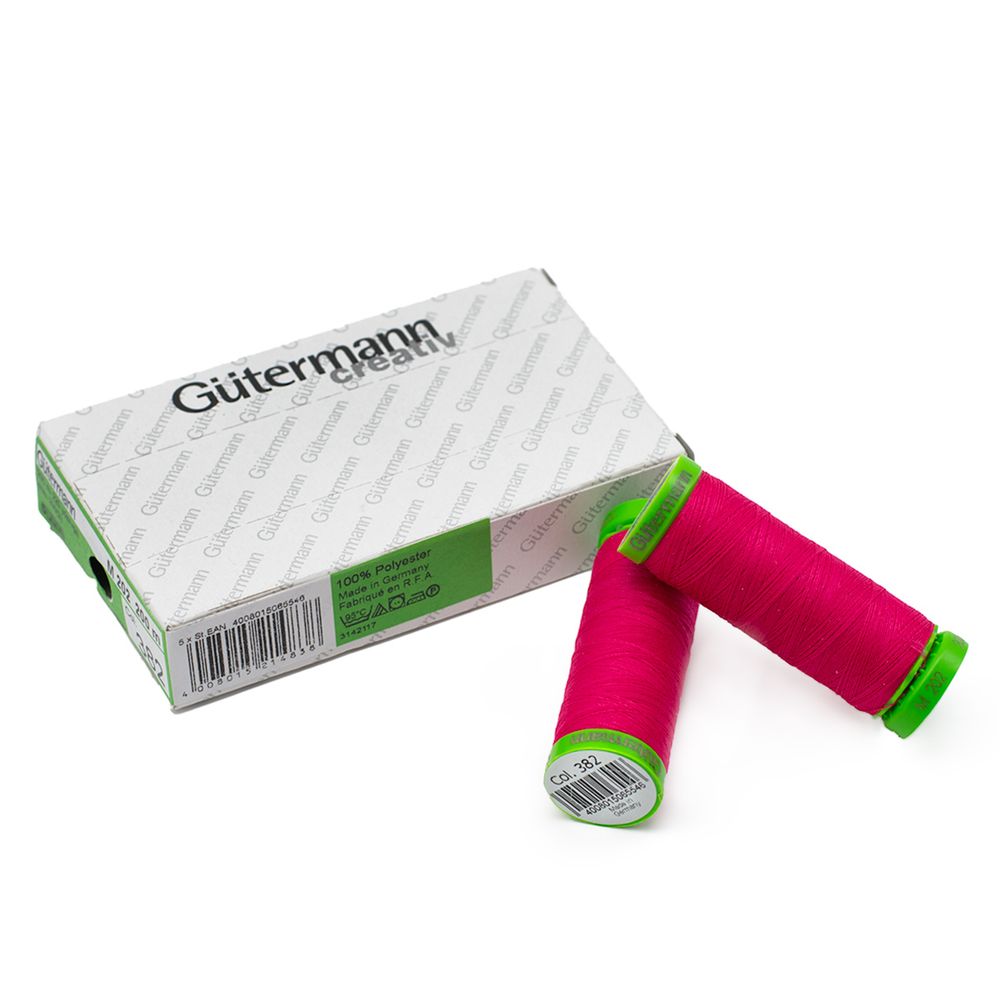 Нитки для тонких тканей Gutermann Extra Fine 150, 200м, 382 мальва, 5 катушек